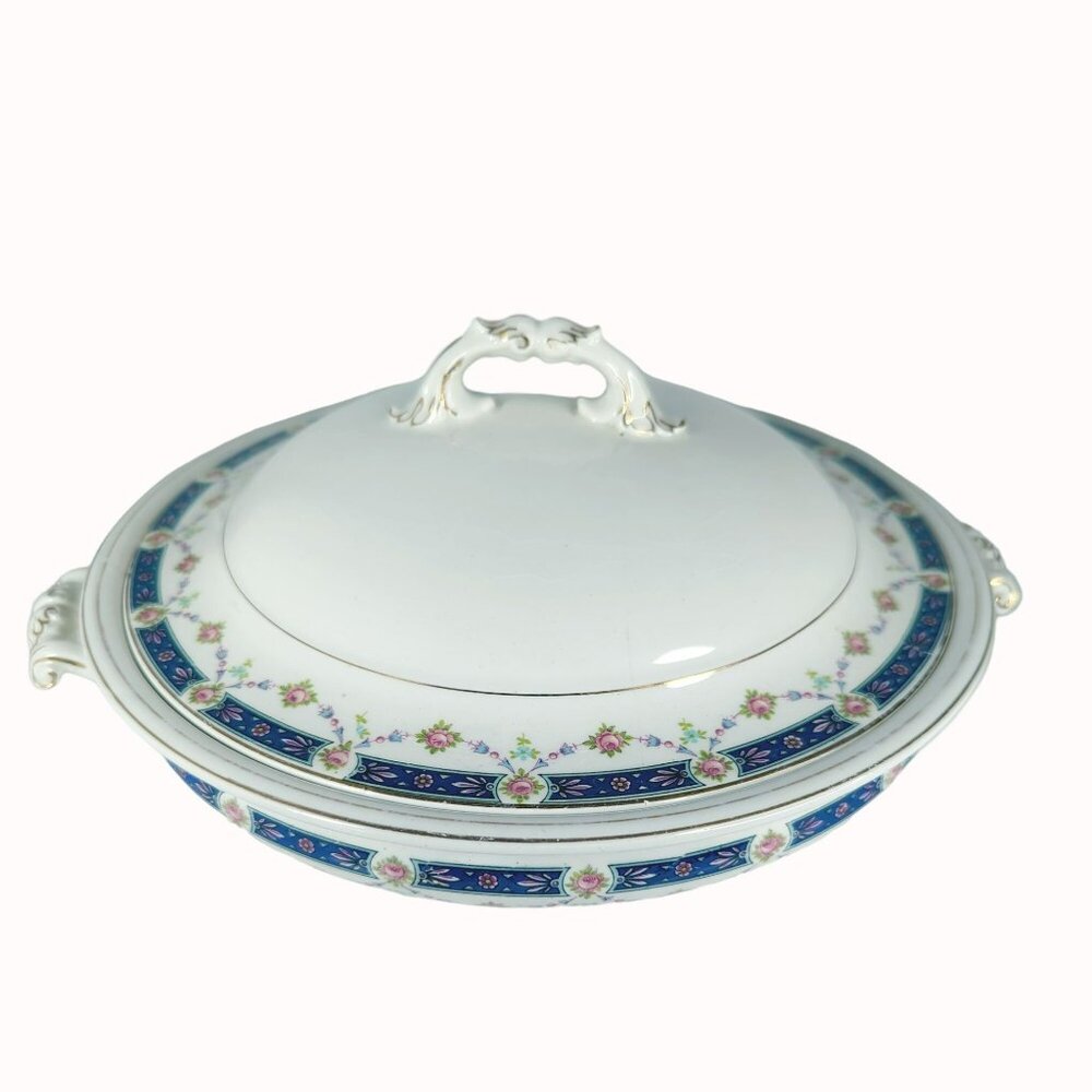 Vintage Johnson Bros England Lidded Ceramic Tureen Serving Bowl - Floral Design